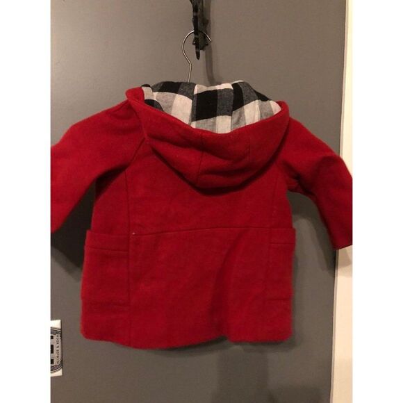 Zara baby girl size 2/3 2t 3t red hooded buffalo coat jacket - Picture 2 of 7